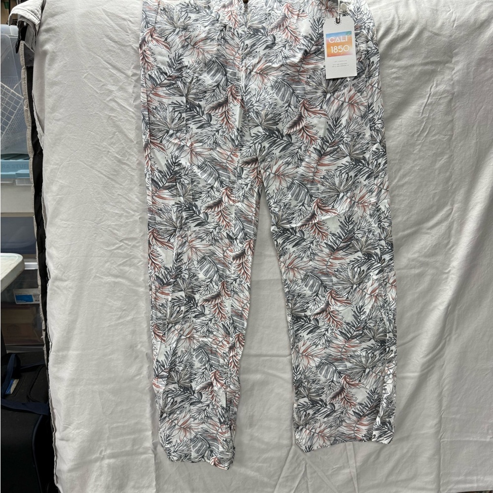 Women's Tropical Leaf Print Wide Leg Pants